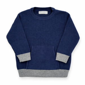 BabyCottons Sweater Azul Gris Bebé 24 Meses Con Bolsillo