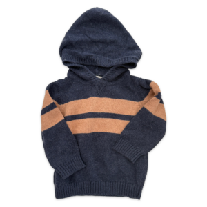 BabyCottons Sweater Con Capucha Azul y marron Rayado Bebé 24 Meses