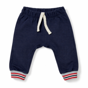 Mimo Pantalón Jogger Bebé Azul con Puño Rayado Talle XL (18–24 Meses)