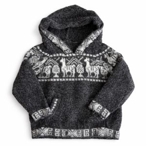 Sweater Tejido Con Capucha Gris Bebé Estilo Andino 12 Meses