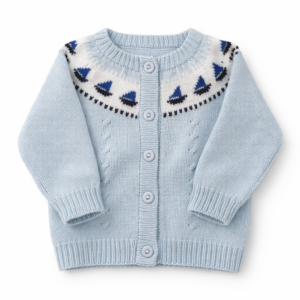 Cardigan Sweater Bebé Nórdico Celeste con Barcos 6m