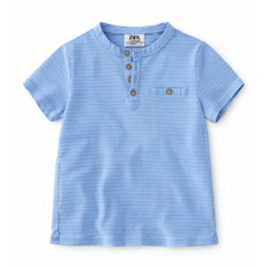 Zara Remera Manga Corta Celeste Botones 18-24 Meses