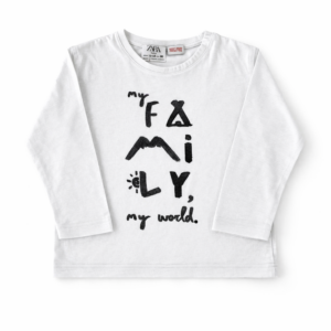 Zara Remera Manga Larga Blanca Estampa “Family” 12–18 Meses